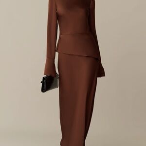 OPT Kaylee Brown Long Sleeve Dress- NWT